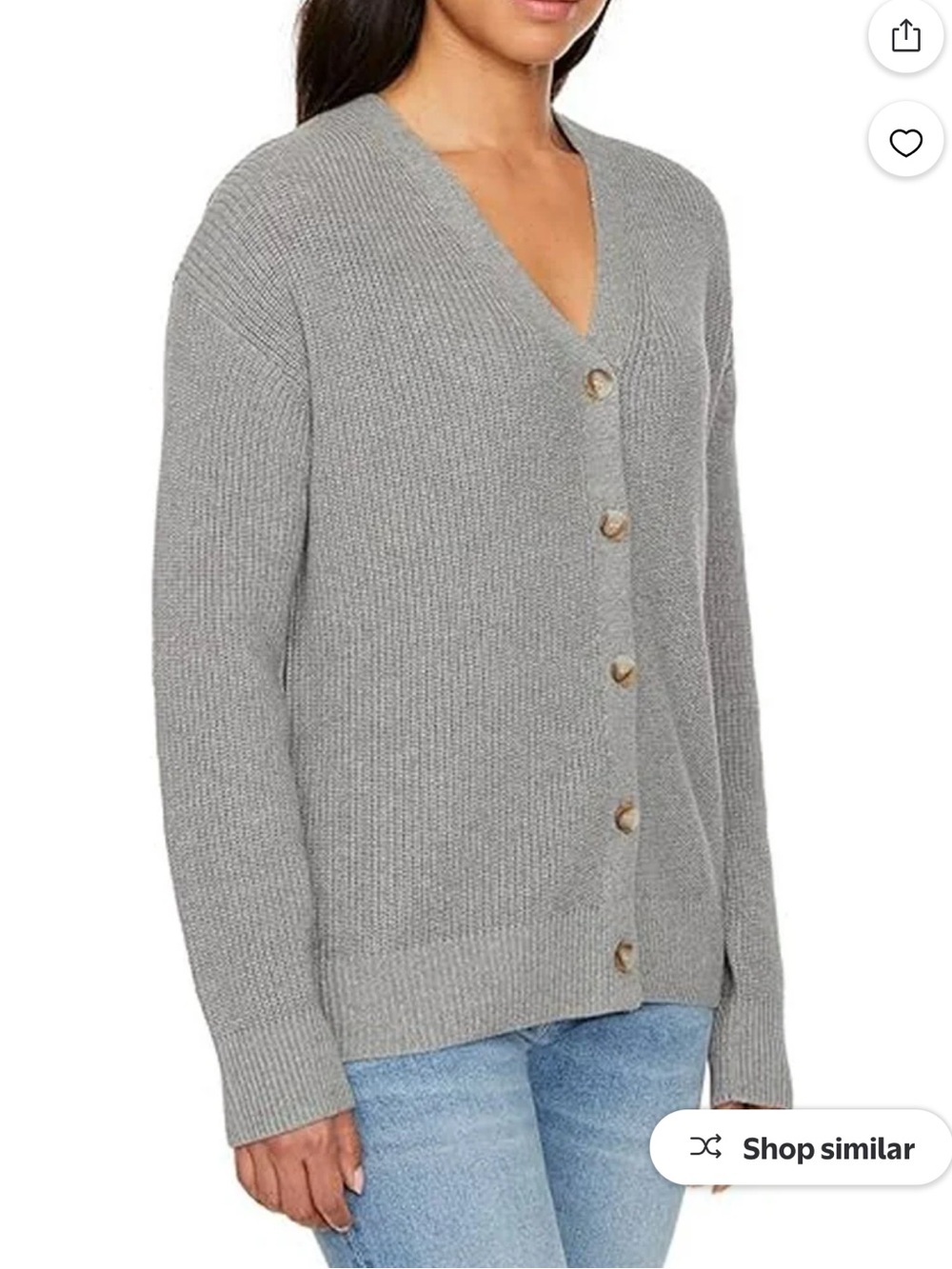 Hudson Jeans Gray V-Neck Button-Front Cardigan
